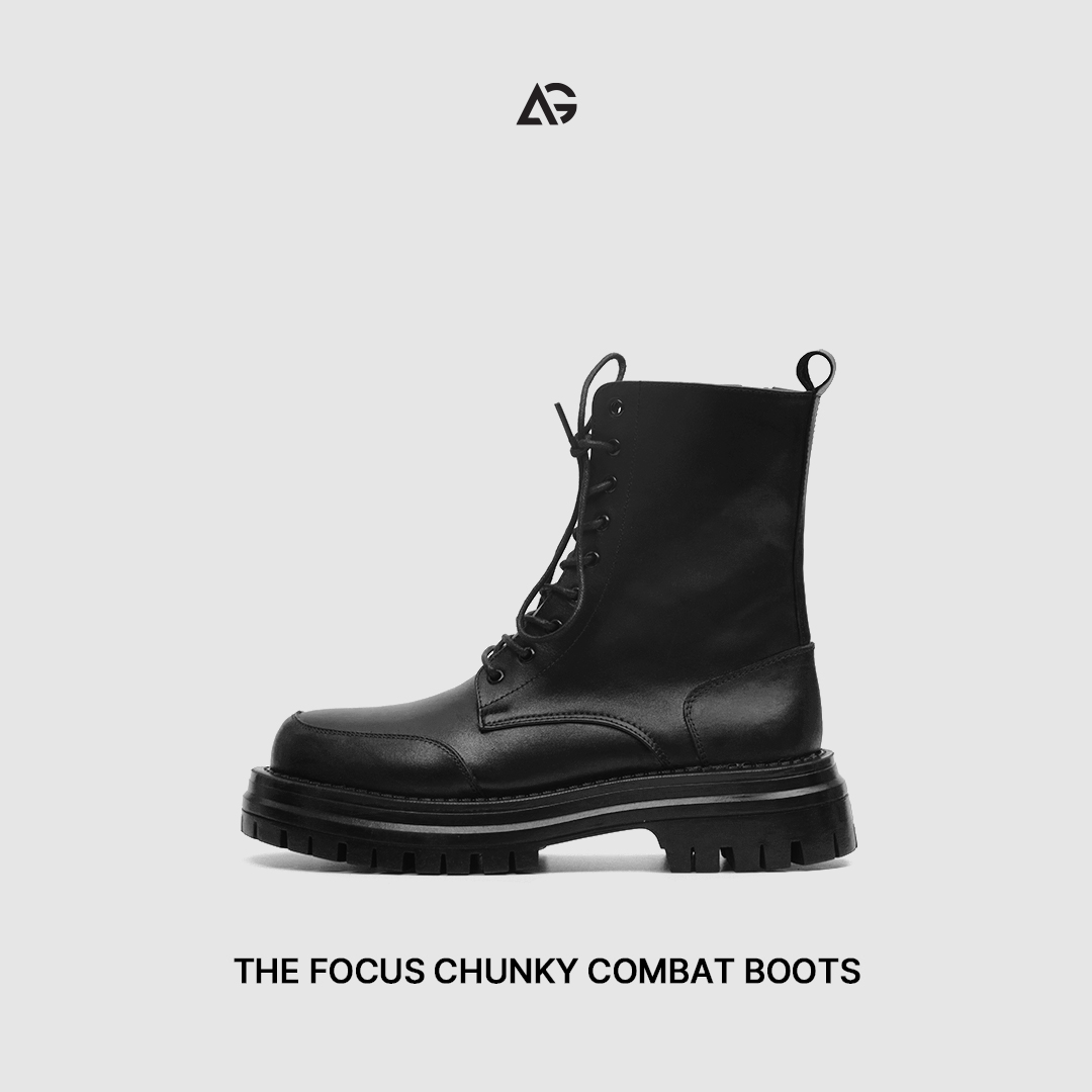 Giày da unisex nam nữ The Focus Combat Chunky Boots August bảo hành 24 tháng