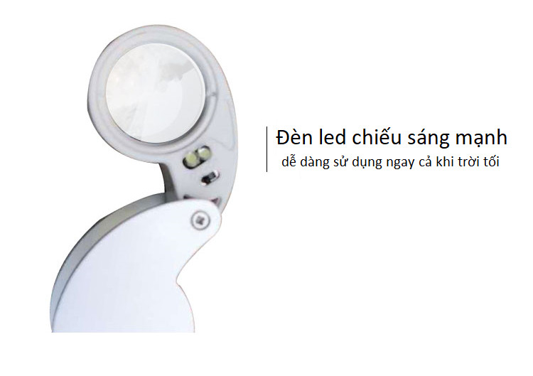 Kính lúp mini cầm tay 40x-25mm có đèn led trợ sáng sang trọng cao cấp K21011