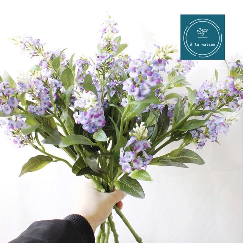Cành hoa tử đinh hương 5 nhánh cao 62cm xinh đẹp theo phong cách Pháp, hoa lụa cao cấp