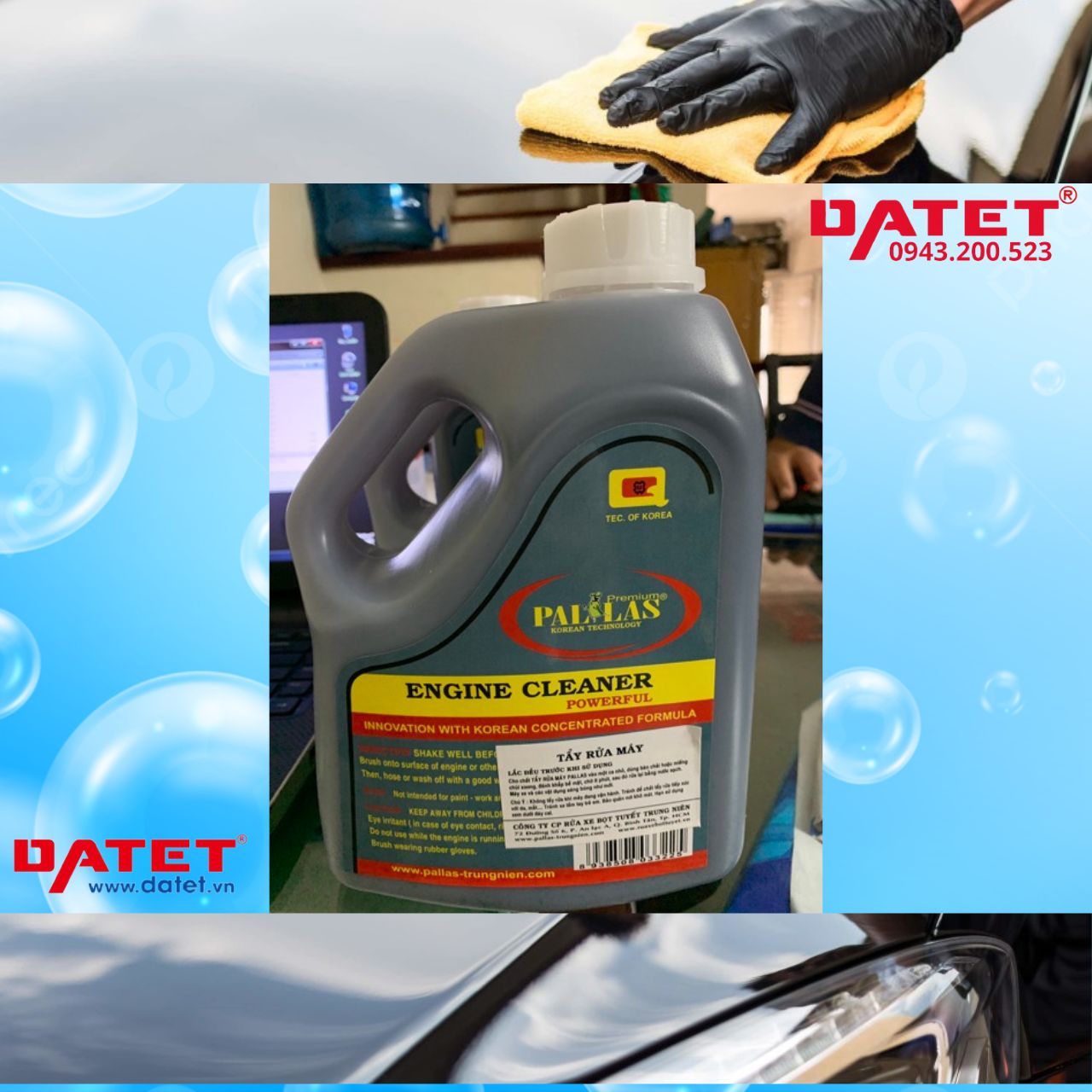 Nước rửa máy, dung dịch tẩy rửa động cơ Pallas - 1,5L (Thùng 12 chai 1.5l)