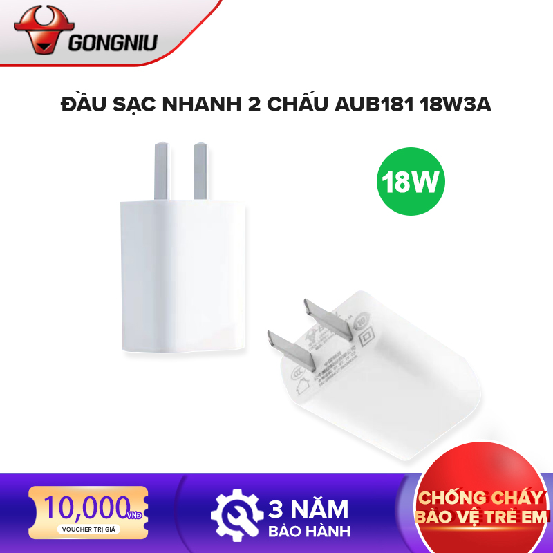 Củ sạc nhanh GONGNIU 18W GNV-AUB181 nhỏ gọn tiện lợi thích hơp nhiều dòng điện thoại