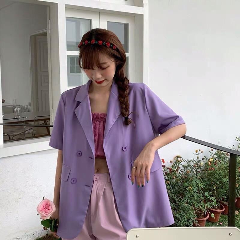 Áo vest ngắn tay 4 cúc - áo blazer ảnh thật