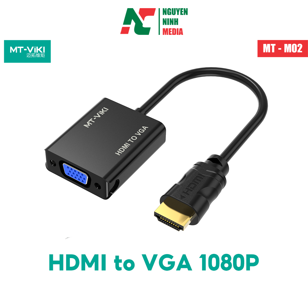 Cáp Chuyển HDMI to VGA MT-ViKi Hỗ Trợ Độ Phân Giải Full HD 1080P - Hàng Nhập Khẩu