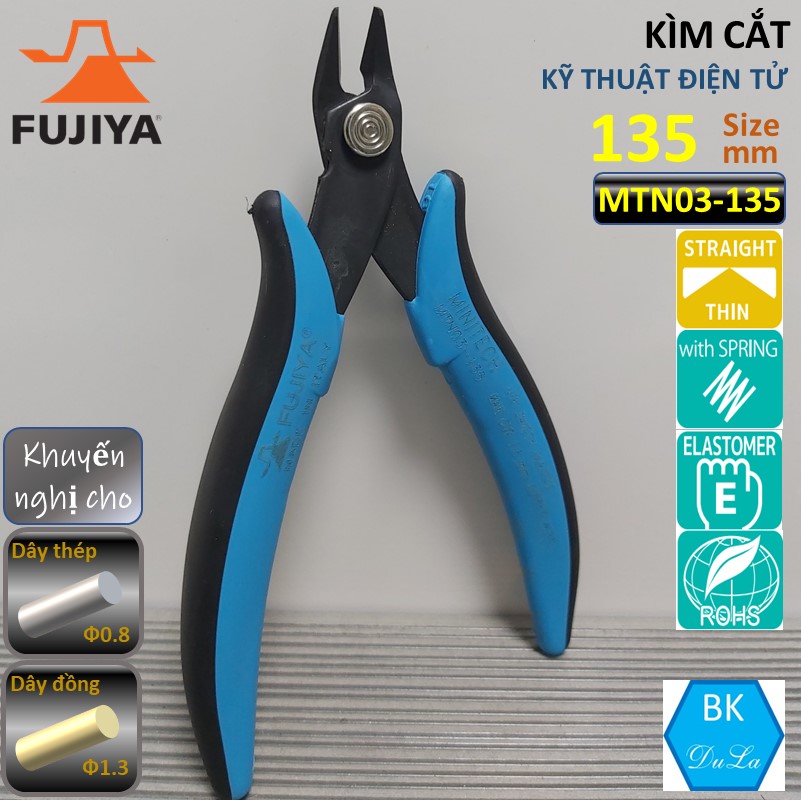 Kìm kỹ thuật cắt chân mạch điện tử  Fujiya MTN03-135 Nhật Bản-Kìm Cắt dây thép dây đồng