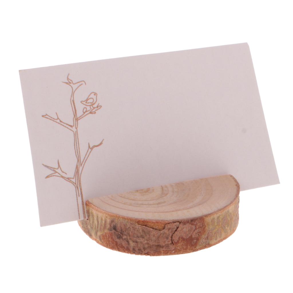 Chic Shabby Style Wood Log Card Holder with Card Wedding Place Card Table Decor