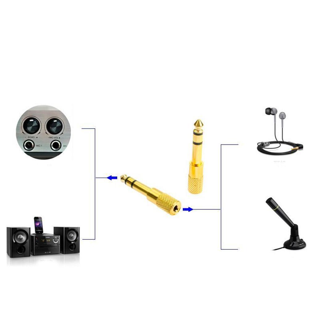 6.35mm Stereo Plug to 3.5mm  Stereo   Adaptor Gold Plated