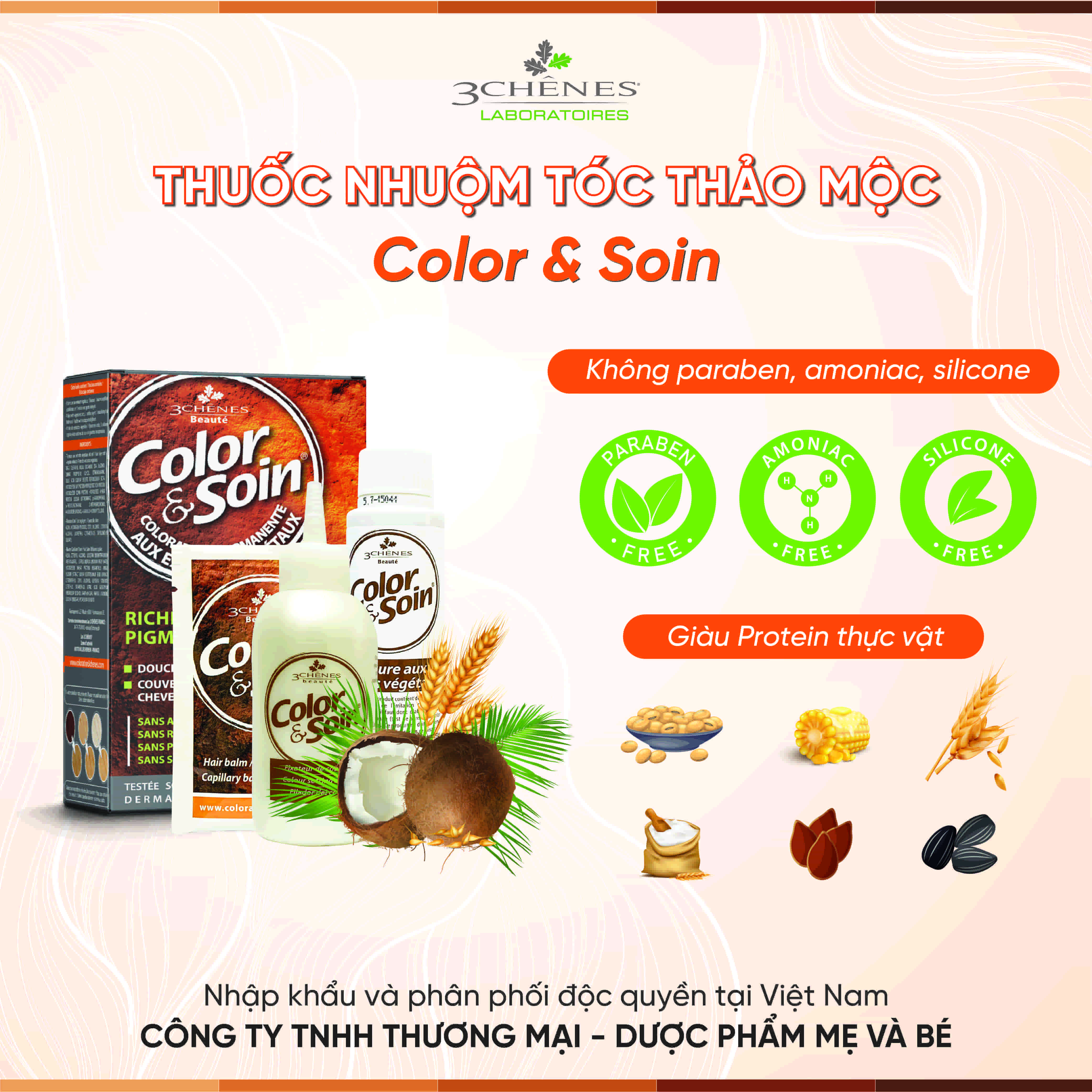 Thuốc Nhuộm Tóc Phủ Bạc 3 CHENES COLOR&SOIN CHOCOLATE BROWN 5B_MÀU NÂU SOCOLA _Thảo dược Tự nhiên, An toàn Không chứa Amoniac [Nhập khẩu Pháp]