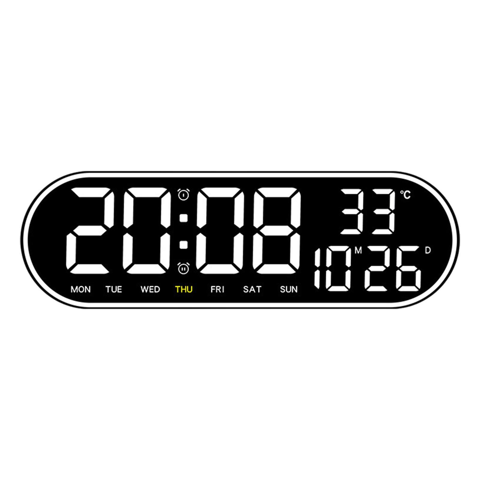 LED Wall Clock Table Clock Temperature Multifunctional Adjustable Silent Wall Mounted Remote Control Alarm Clock for Study Room Home Bedroom