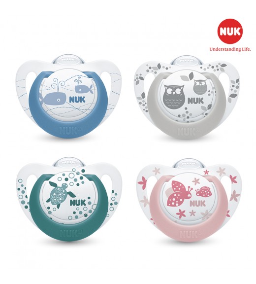 BỘ 2 TI GIẢ NUK GENIUS SILICONE 0-6M (SẮC MÀU)