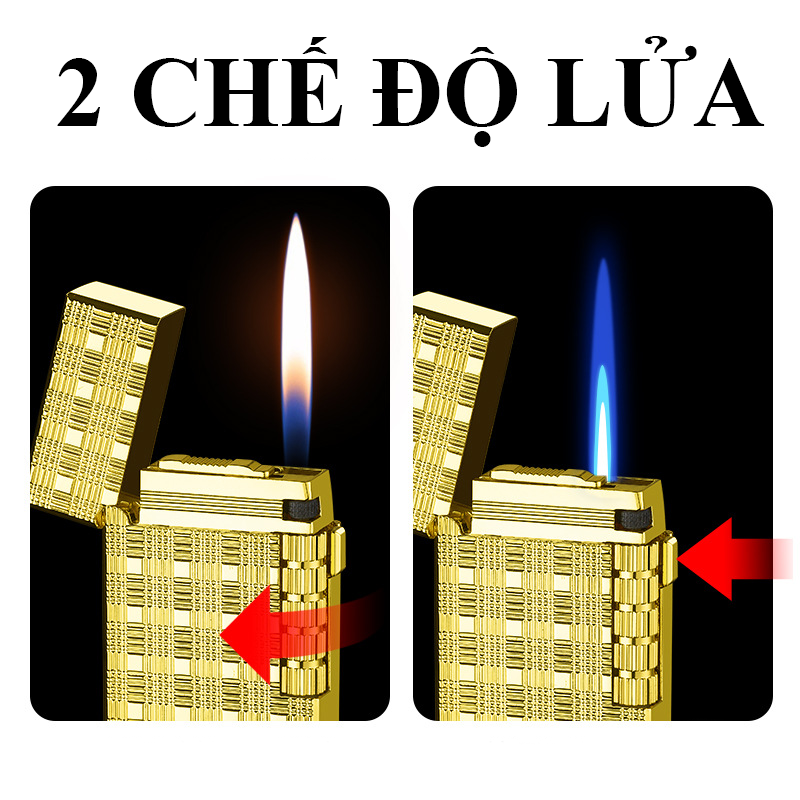 Bật Lửa Dupont 2 Chế Độ Lửa Vân Kim Cương - Xài Gas