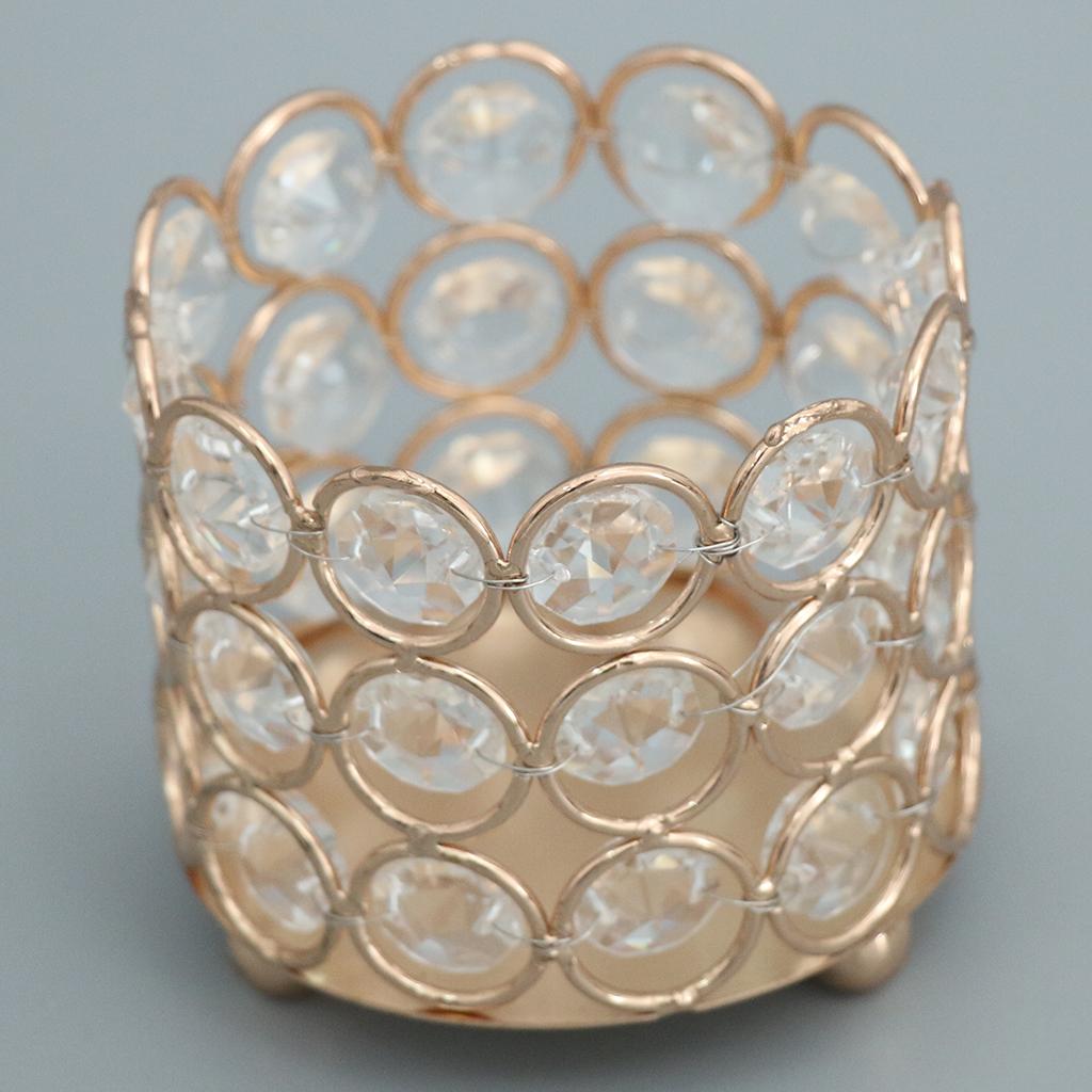 3pcs 3'' Crystal Beads Candle Holder Banquet Candlestick Table Centerpiece