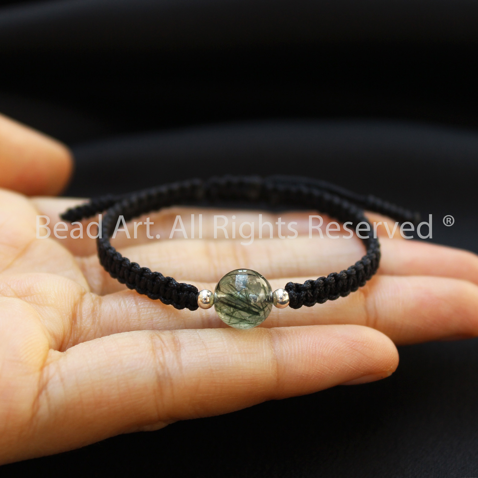 Vòng Tay Thắt Dây Thạch Anh Tóc Xanh 9MM (Green Rutilated Quartz) Tự Nhiên Loại AA, Mệnh Mệnh Hoả, Mộc, Vòng Tay Phong Thuỷ, Chuỗi Hạt - Bead Art