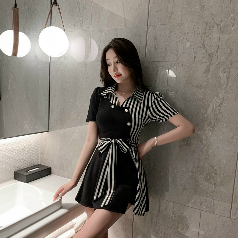 Sét SHORT Phối  Sọc Cột Eo (Hàng nhập
