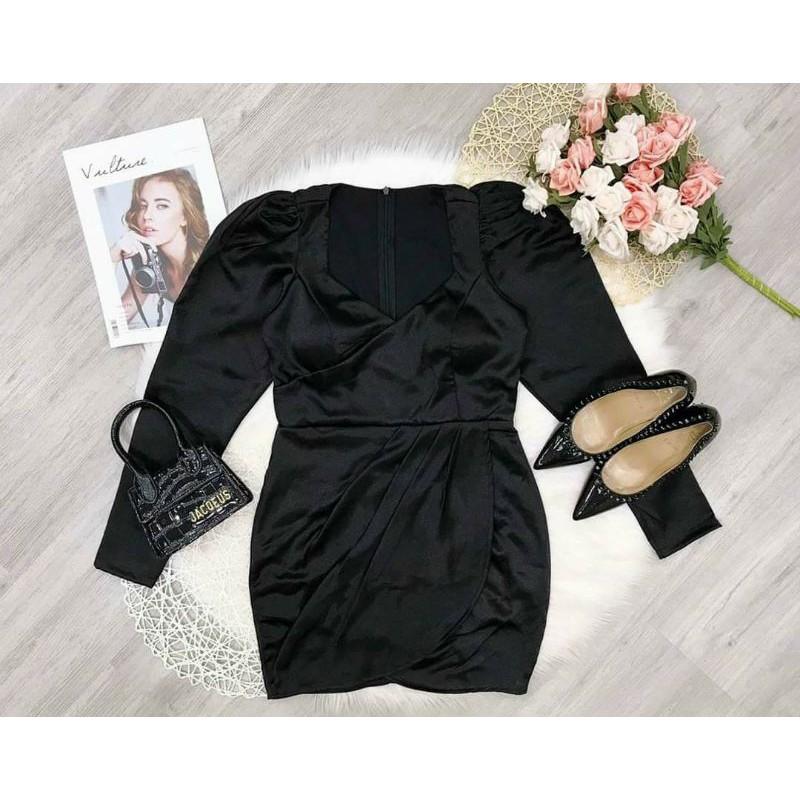 Đầm body phi phồng tà xéo