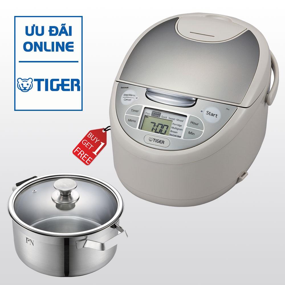 MUA 1 TẶNG 1 Nồi cơm điện tử Tiger 4 trong 1 JAX-S18W (1.8L) NHẬN 1 NỒI INOX POONGNYUN LCPT-24C(IH) - Hàng chính hãng