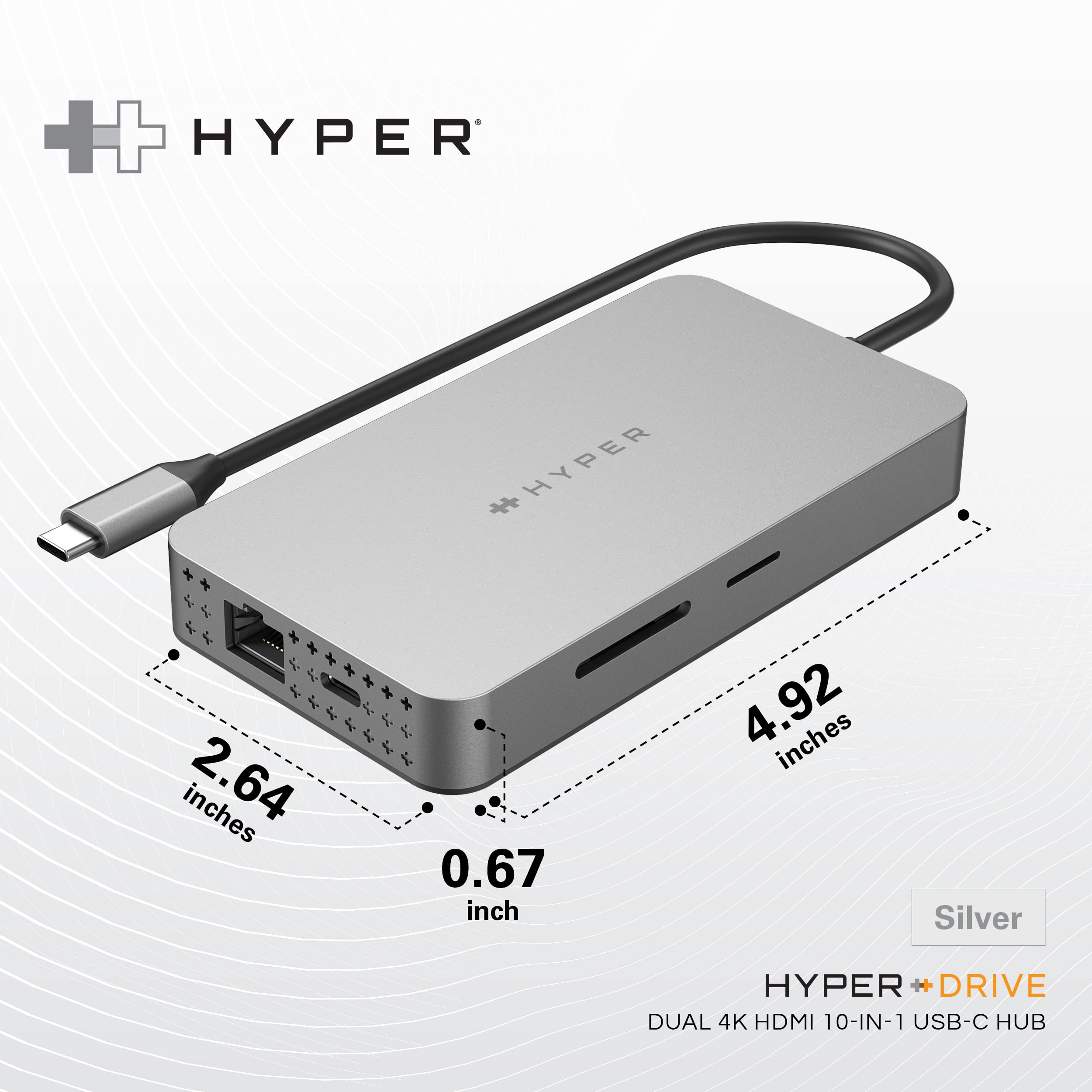 CỔNG CHUYỂN HYPERDRIVE DUAL 4K HDMI 10-IN-1 (2 MÀN HÌNH) USB-C HUB FOR MACBOOK M1 HDM1H - Hàng Chính Hãng