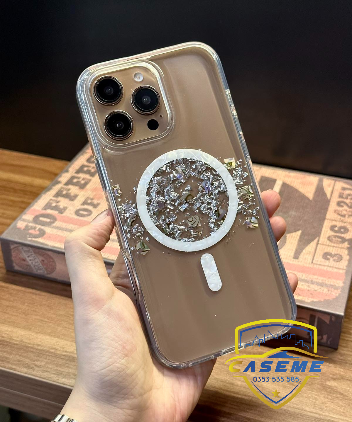 Ốp lưng dành cho iPhone 16 Pro Max, iPhone 16 Pro hiệu DFANS họa tiết nhũ kim tuyến, hỗ trợ sạc không dây, bảo vệ camera, chống sốc cao cấp - Hàng chính hãng