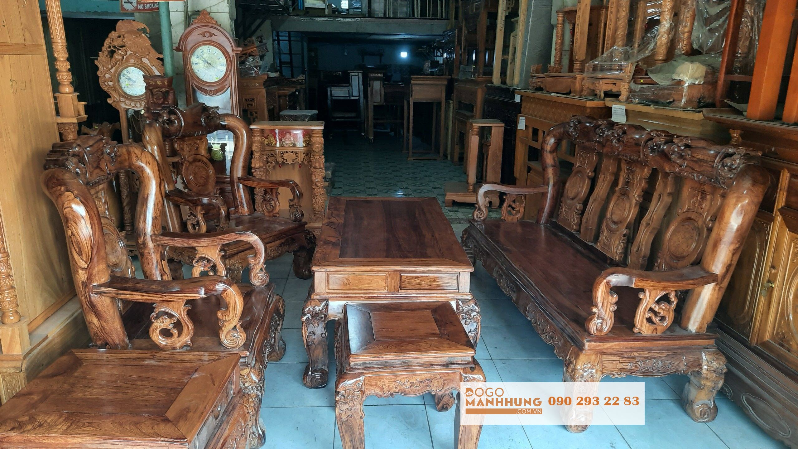 Bộ bàn ghế gỗ cẩm lai Việt Nam cột 12