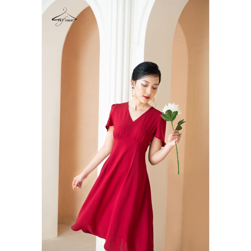 Váy cổ V tay loe-Rosalie Dress-V04-wfstudios