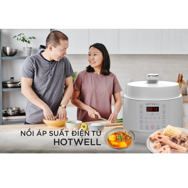 Nồi Áp Suất Điện Tử HOTWELL PE50H1 5 Lít Màu Trắng, Bảo Hành 12 Tháng, 1 Đổi 1 Trong 100 Ngày - Hàng Chính Hãng