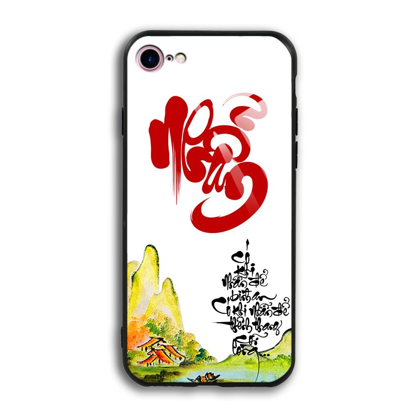 Ốp Lưng Kính Cường Lực cho Iphone 7 / 8 - In chữ thư pháp - 03003 - 7808 NHAN02 -  Hàng Chính Hãng