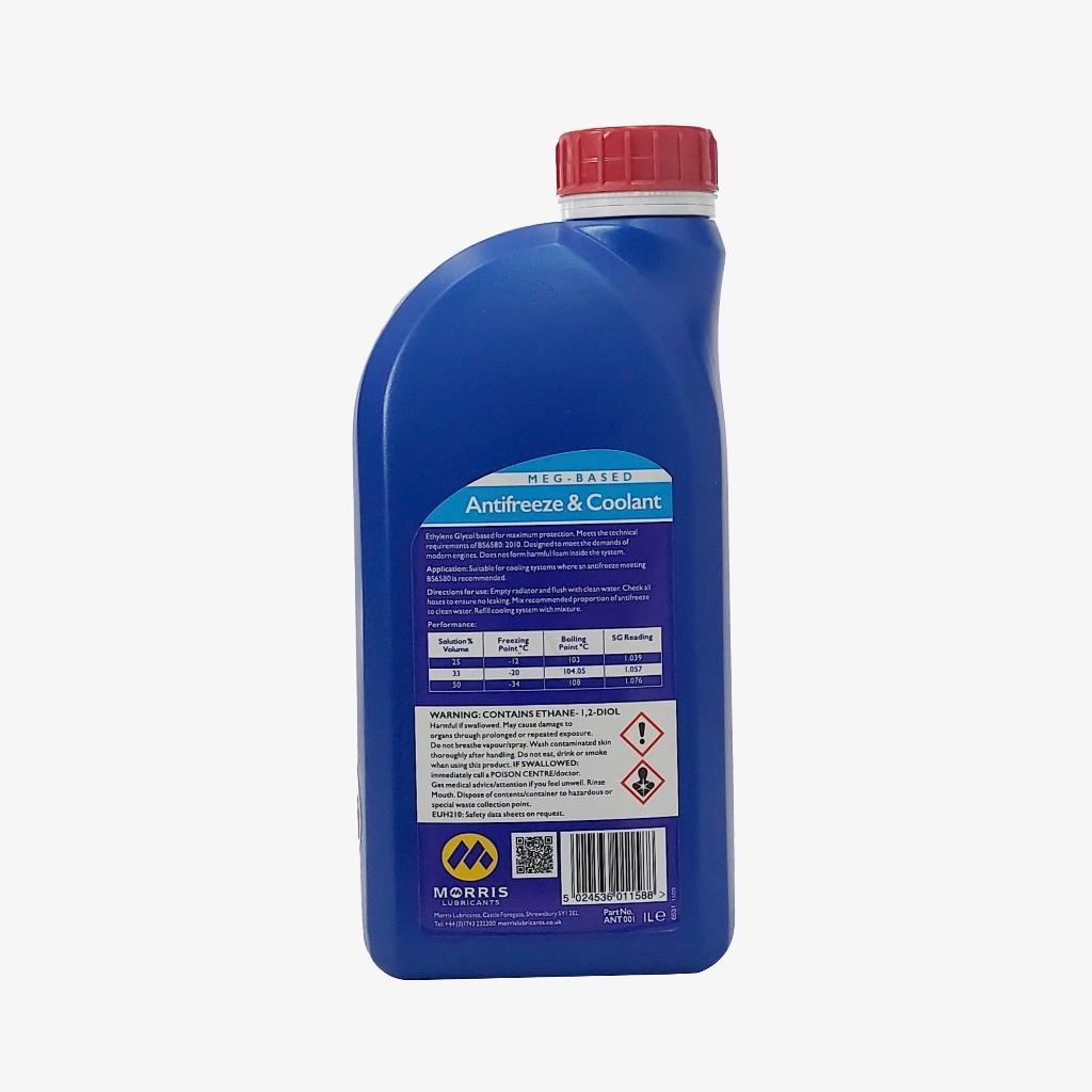 Nước Làm Mát Xanh Cao Cấp Cho Động Cơ Xăng - Morris Lubricants MEG Antifreeze &amp; Coolant / Can 1L