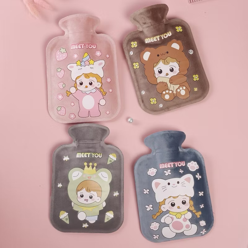 Túi chườm nóng đau bụng kinh nhung mềm giảm đau, hạ sốt làm ấm, chườm nóng lạnh 350ml Gấu Thỏ House