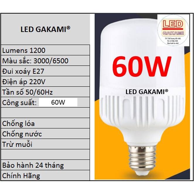 2 bóng đèn led trụ 60w Gakami siêu sáng, tiết kiệm điện, chipled Gakami Nhật Bản