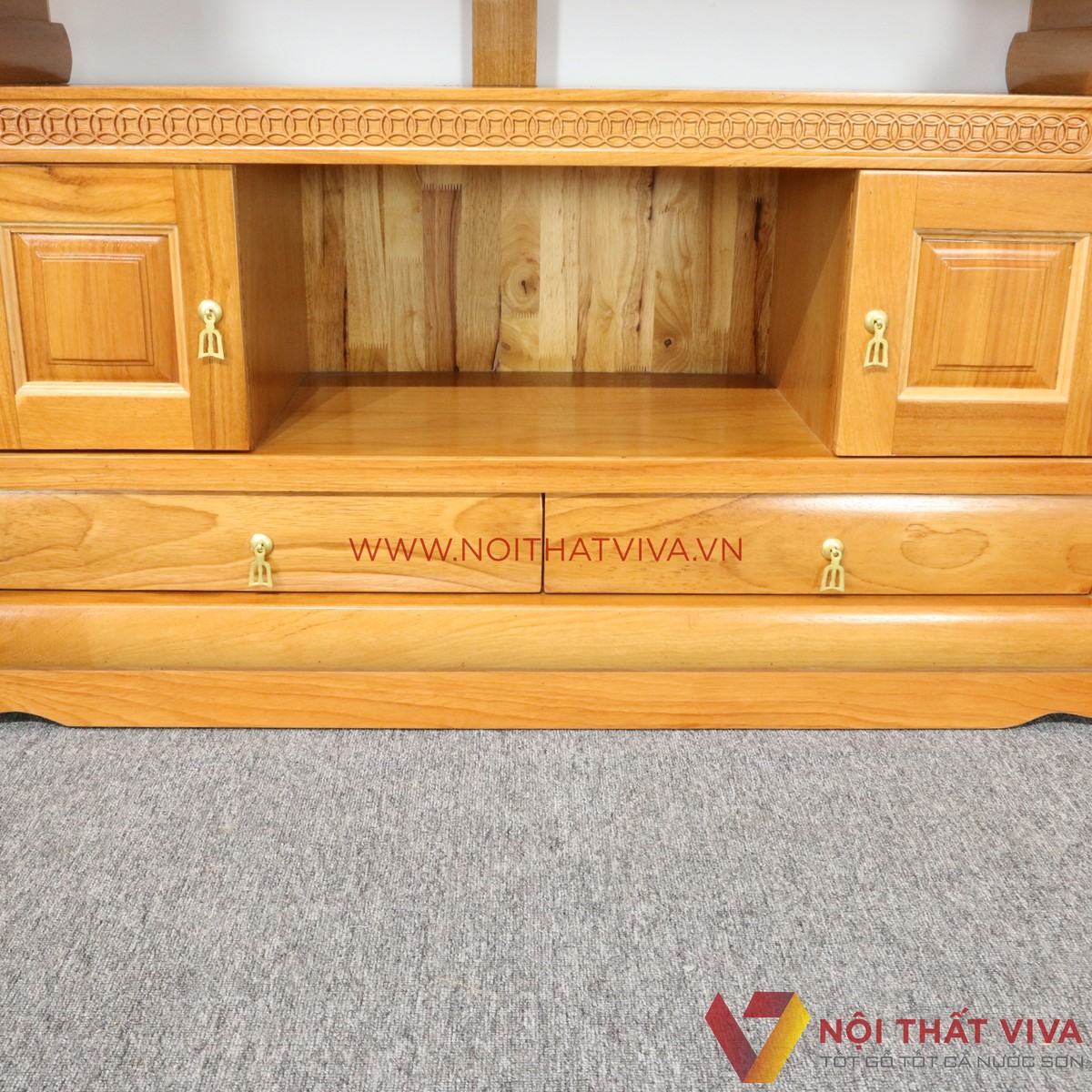 Kệ Tivi Gỗ Gõ Đỏ 2 Tầng Sang Trọng Đẹp Giá Rẻ