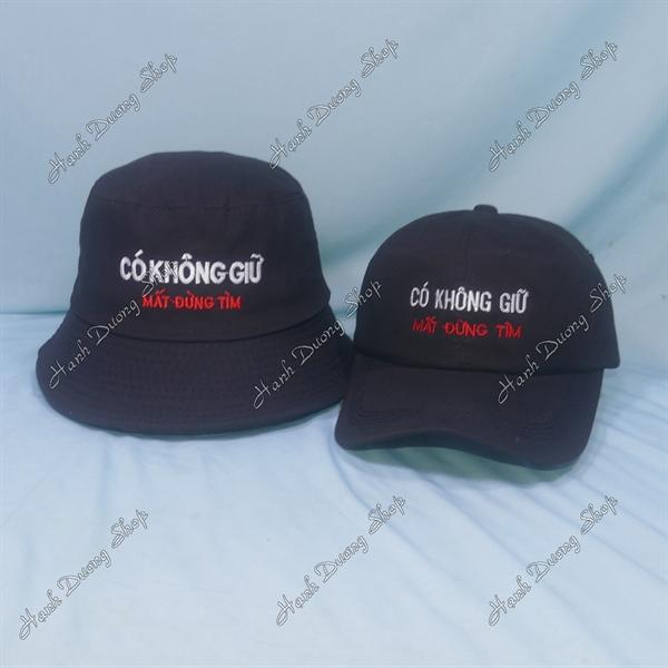 Set Nón Cặp Bucket &amp; Cap Có Không Giữ Mất Đừng Tìm (MDT01); (KGT01) - Đen