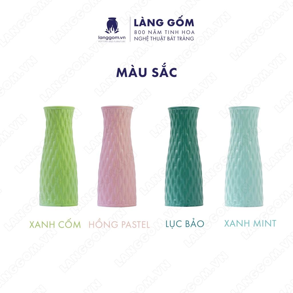 Bình hoa, lọ hoa Gốm sứ Bát Tràng cao cấp Men mát giỏ đan dùng làm quà tặng, trang trí - Làng Gốm Bát Tràng