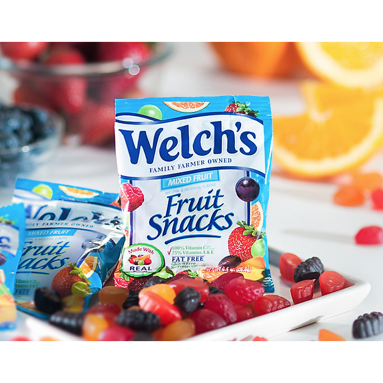 Kẹo dẻo trái cây hỗn hợp - Welch's Mixed Fruit Snack Chứa Vitamin A,C,E Giúp ăn ngon + bổ + khỏe  (22,7g/gói) - Massel Official