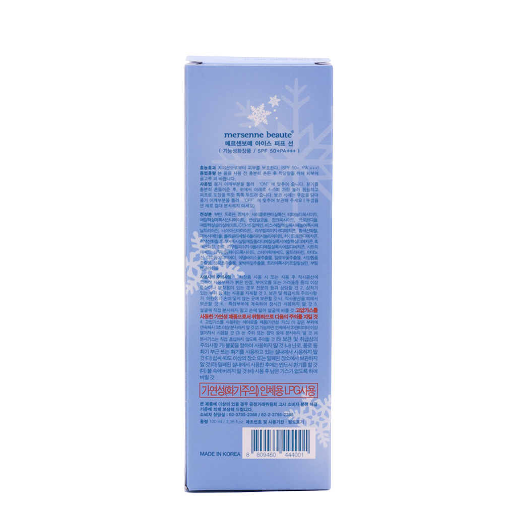 Xịt chống nắng Hàn Quốc pha lê tuyết mát lạnh cao cấp 3 in 1 Ice Puff Sun Mersenne Beaute SPF50+ PA+++ (100ml) – Hàng chính hãng