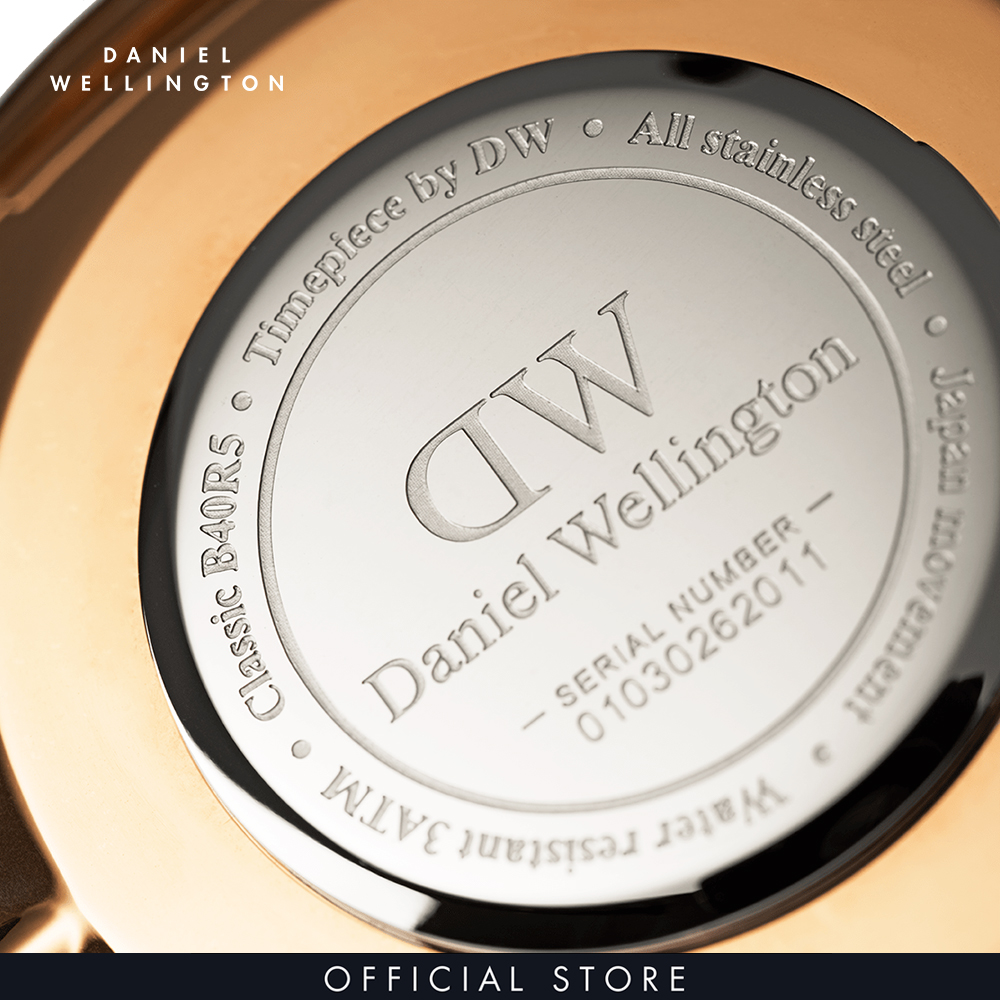 Đồng hồ Daniel Wellington dây da - Classic Durham trắng-vàng hồng