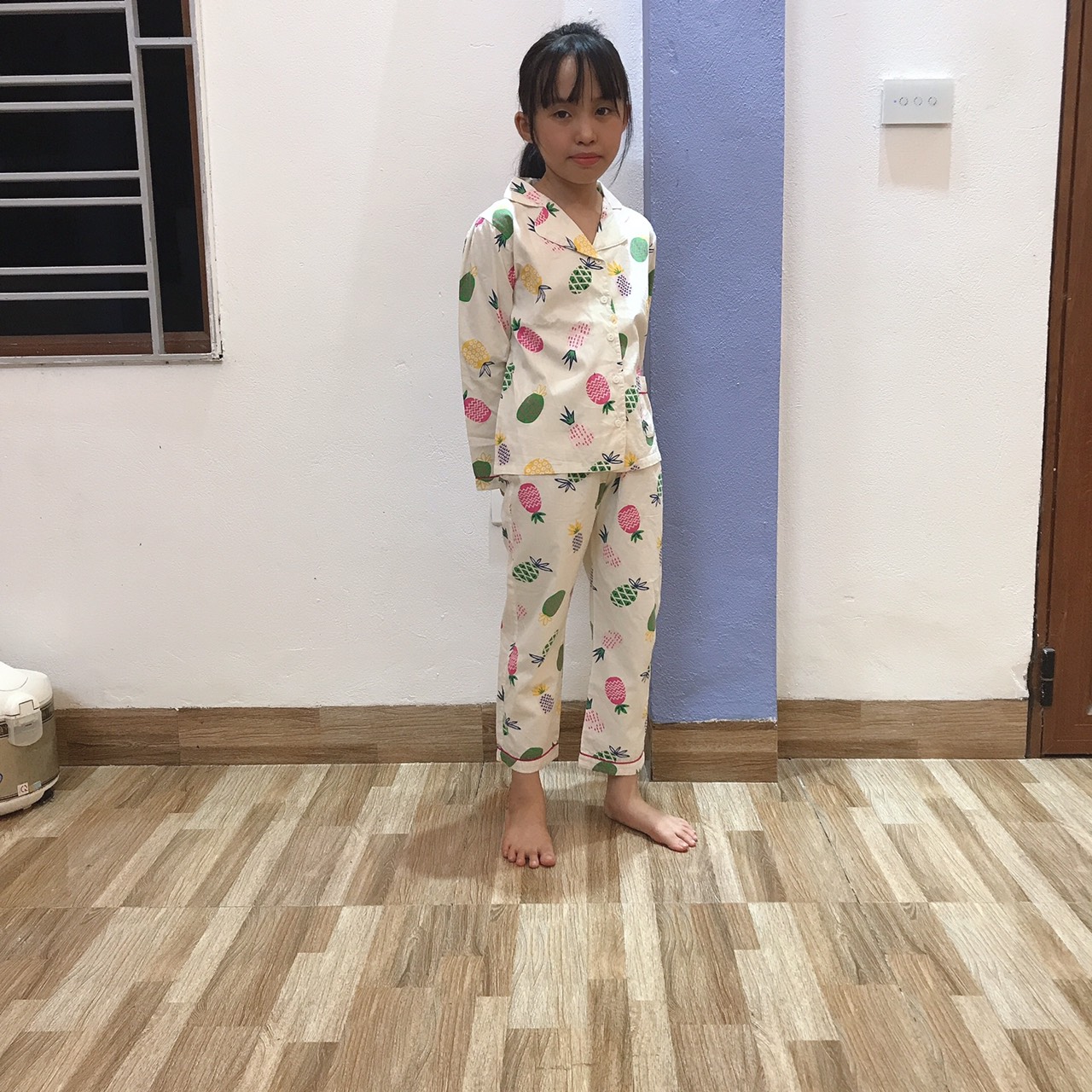 Bộ mặc nhà dài tay cho bé gái Bộ Pijama cho bé gái từ 20 kg đến 35 kg