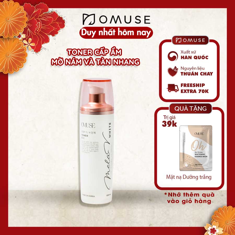 Nước hoa hồng cấp ẩm, giúp mờ nám và tàn nhang cho da OMUSE MelaV White Toner 120ml