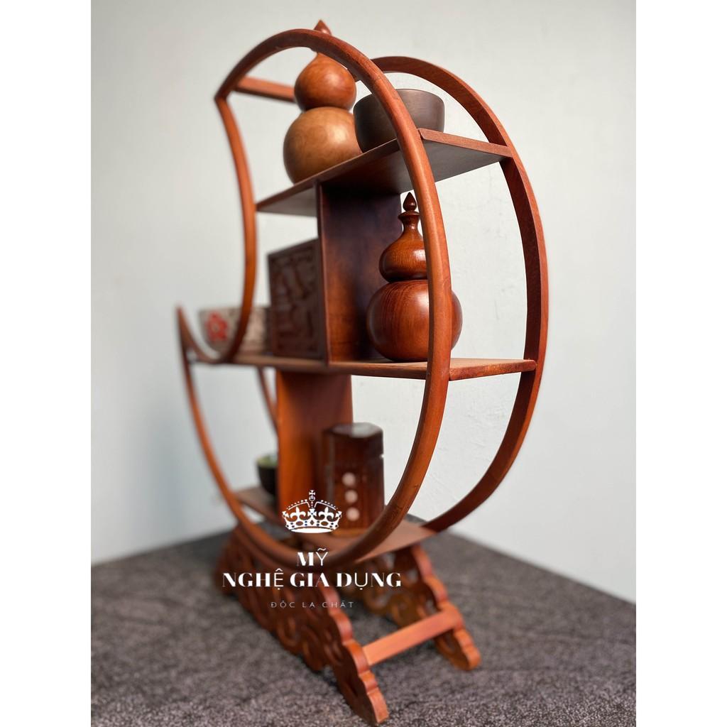 Kệ mini gia dụng gỗ gõ hình trăng khuyết