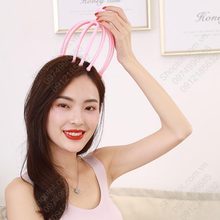 Dụng cụ massage đầu 12 tay làm nhựa PE đầu bi lớn 8mm bằng thép xoay 360 độ, chuyên massage trị liệu đau đầu, gối, vai