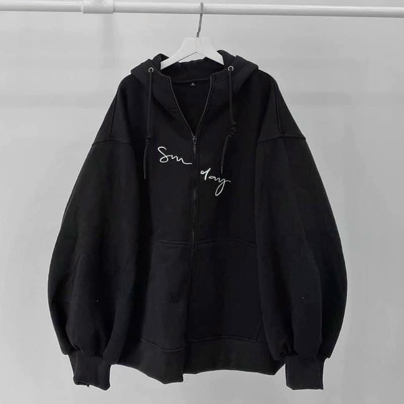 Áo khoác nỉ lót bông Sunday unisex full zip Áo Khoác Nỉ Lót Bông Dây Kéo form rộng ullzang Unisex