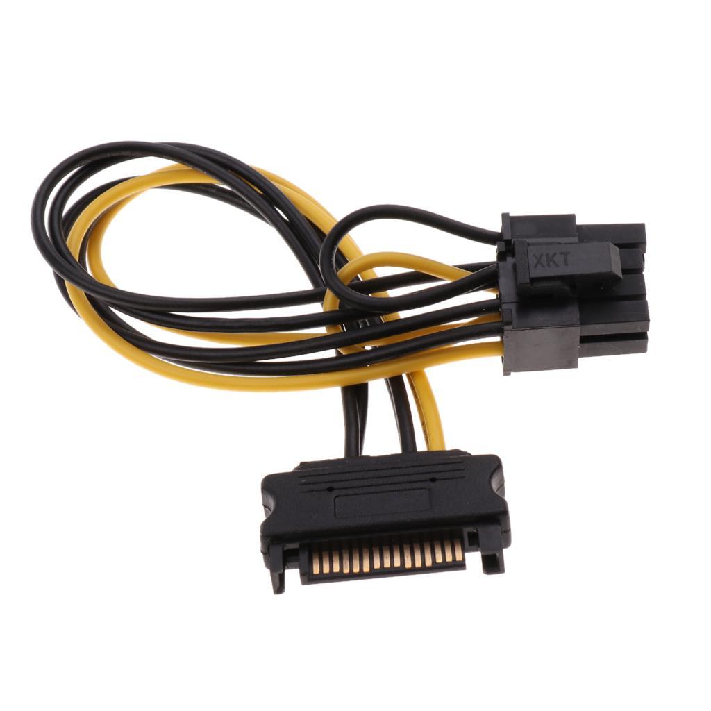 Dual SATA 15P Male To 8P+SATA 15p to p PCI-E Express Cable Adapter