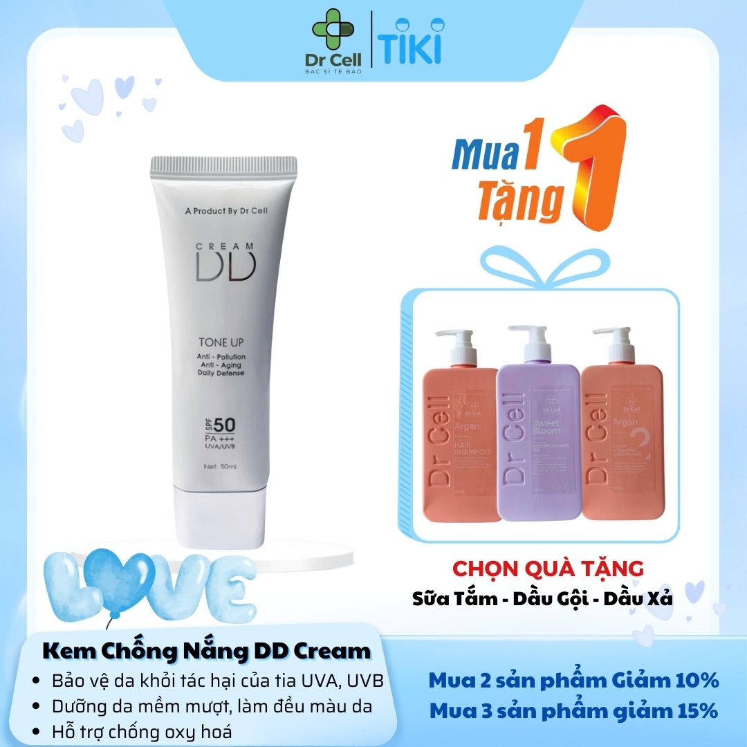 Kem Chống Nắng DD Cream DR CELL 50ml chống nắng bảo vệ da, dưỡng ẩm, nâng tone da - Hàng Chính Hãng