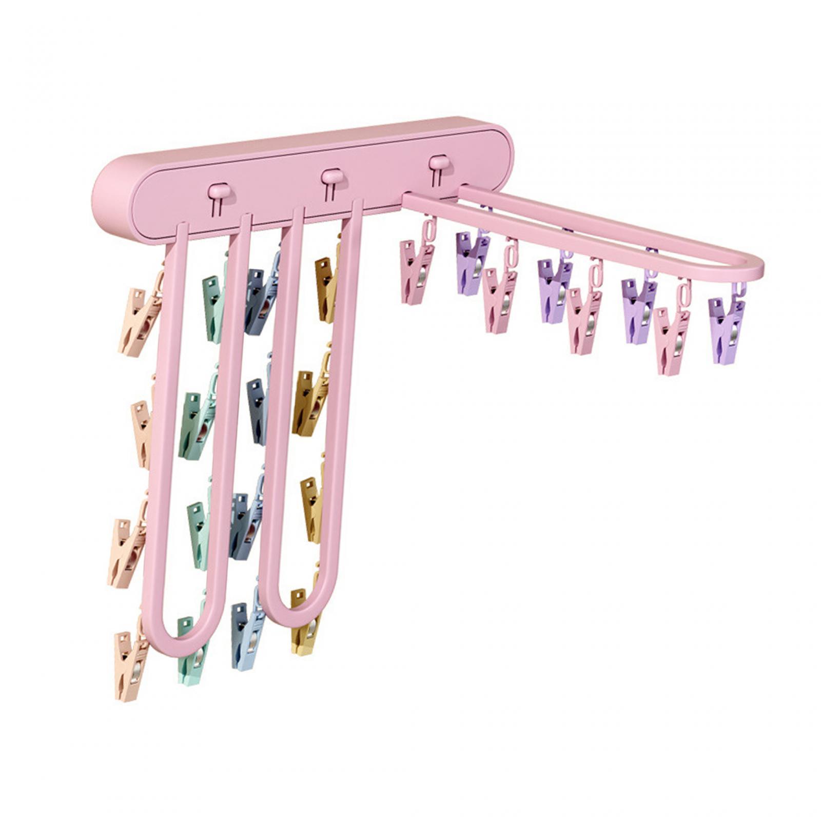Socks Hanger Clothing Hanger Support Hanger Laundry Clip Stable Organization with 24 Clips Underwear Hanging for Outdoor Skirt Indoor Pants