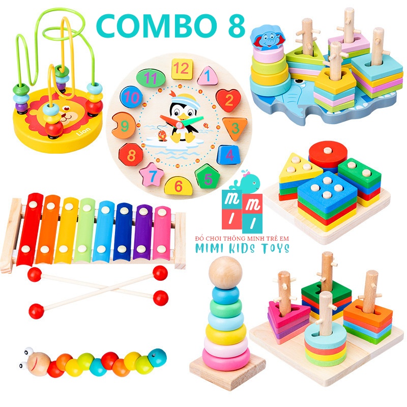 Combo 3-8 món đồ chơi gỗ Montessori cho bé tư duy, phát triển trí tuệ vừa học vừa chơi - Đồ chơi thông minh cho bé