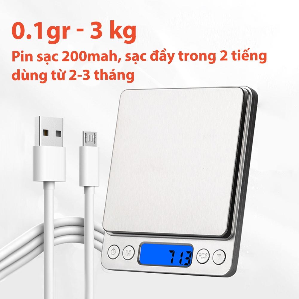 Hình ảnh Cân tiểu ly điện tử nhà bếp mini định lượng 1g - 10kg,0.1g-5kg,Cân tiểu ly làm bánh độ chính xác cao kèm 2 viên pin AAA