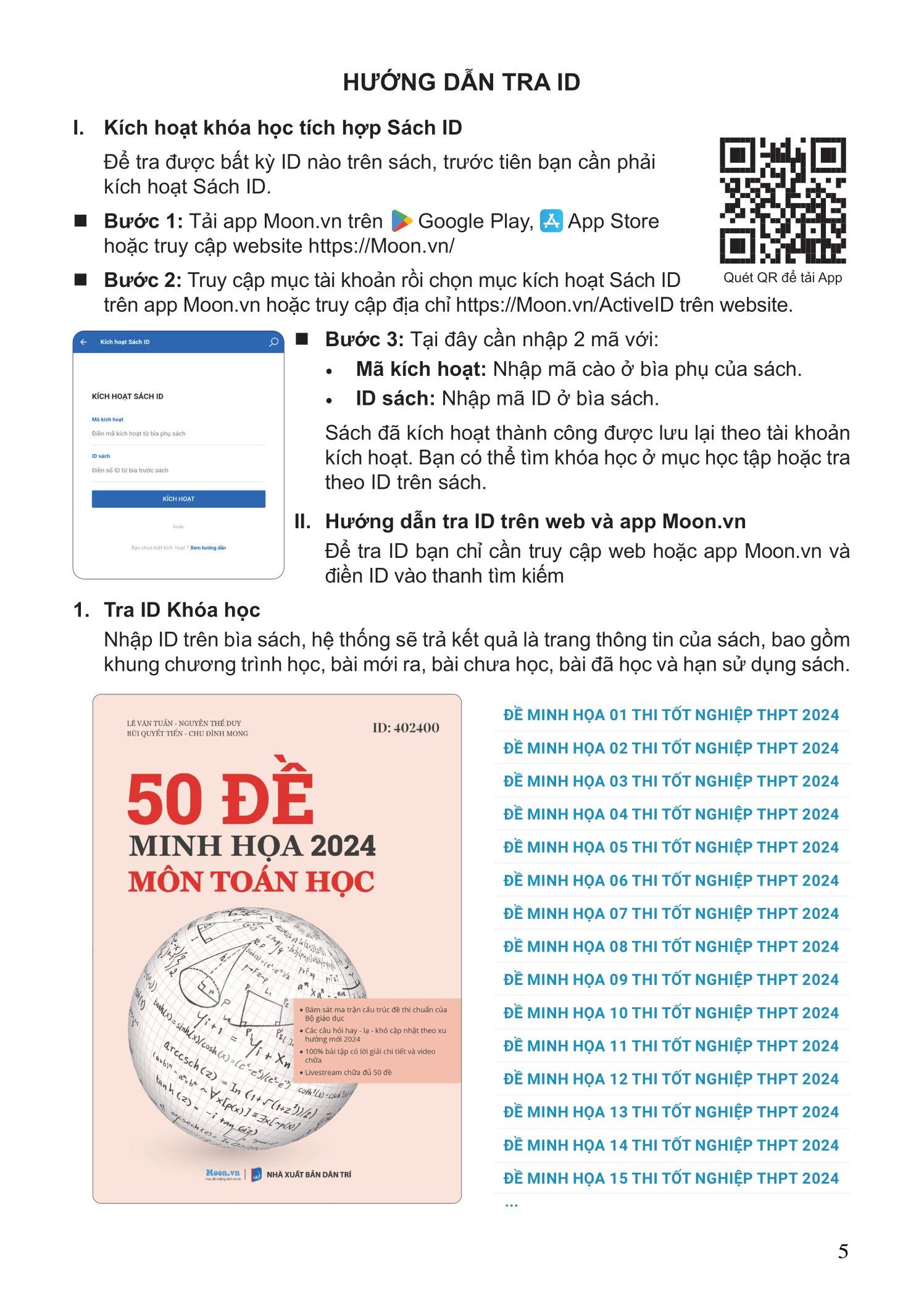 50 Đề Minh Họa 2024 - Môn Toán Học