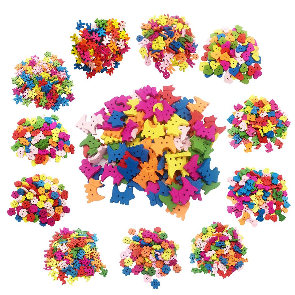 100 Bộ Trái Tim Gỗ Nút May Thêu Sò Handwork Quần Áo Trang Trí 20 Mm