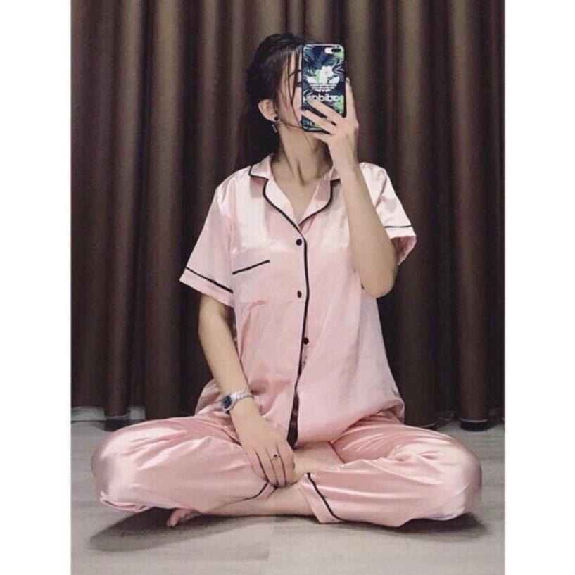 pijama cộc tay quần dài, đồ bộ pizama Kate lụa D535