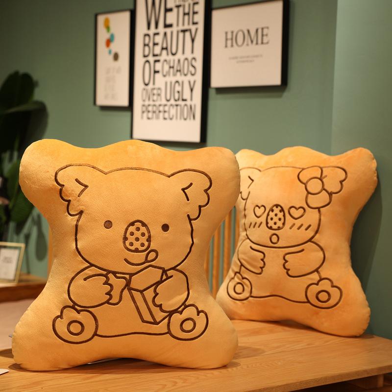 Gấu Túi Họa Tiết Bánh Quy Bánh Quy Hình Thú Nhồi Bông Ném Gối Dễ Thương Koala In Hình Thực Phẩm Sofa Đệm Giường Eo Gối Cho Trẻ Em Sinh Nhật