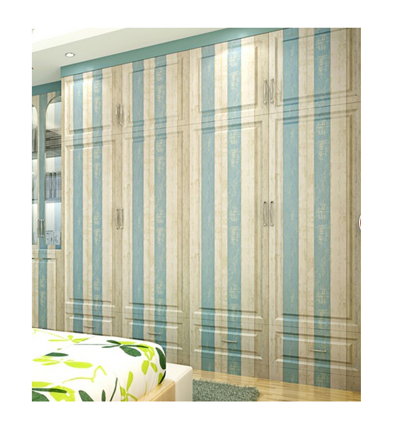 Combo 10 mét giấy dán tường, decal dán tường trang trí nhà cửa VÁN SỌC XANH VÀNG khổ 45cm
