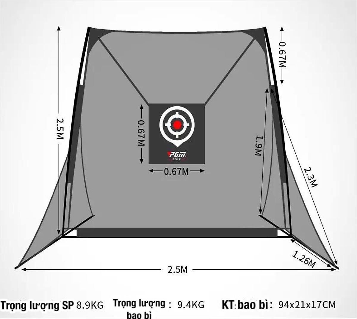 Bộ khung lưới tập Golf tại nhà 2m5x2m5